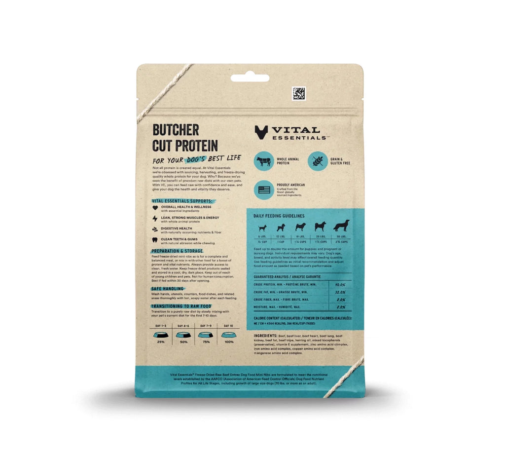 14 oz Freeze-Dried Raw Dog Food Beef Mini Nibs B207