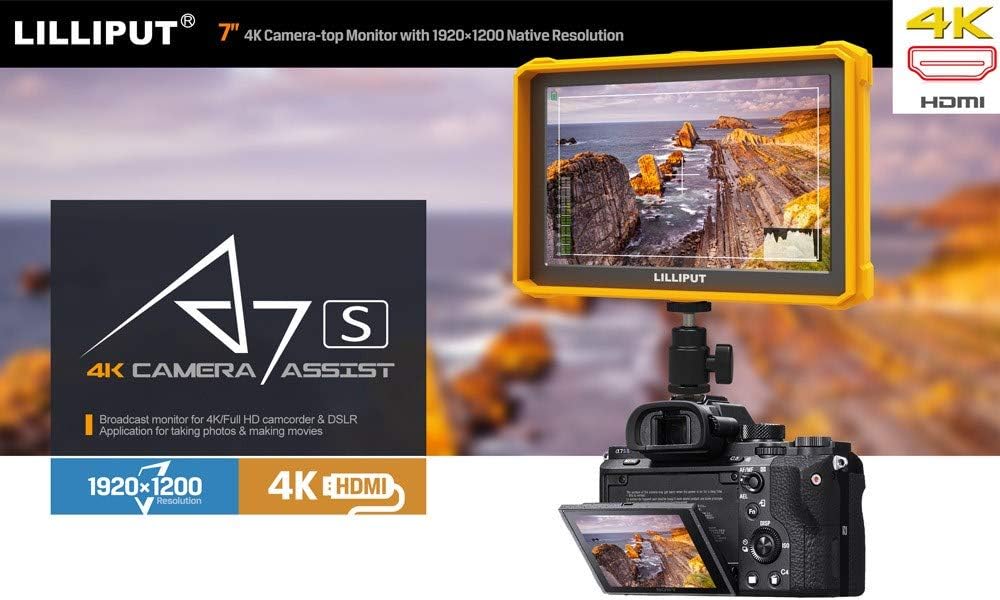 7 Inch 4K HDMI Field Monitor with Yellow Rubber Case I432959