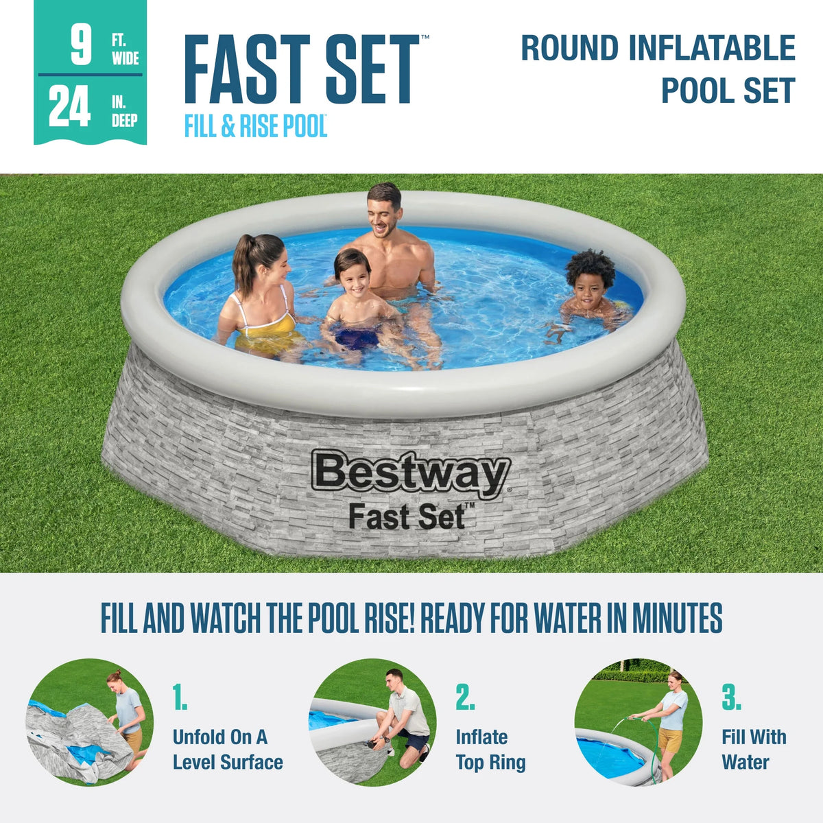 12' x 30 Round Inflatable Swimming Pool Set O442879