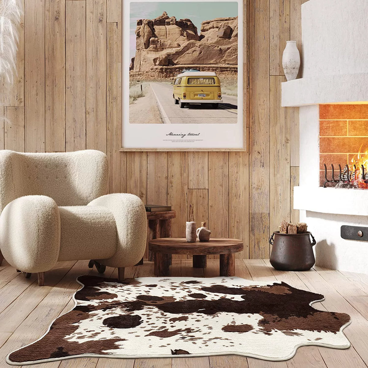 Faux Cowhide Animal Print Rug 4.6'x5.2' T65770