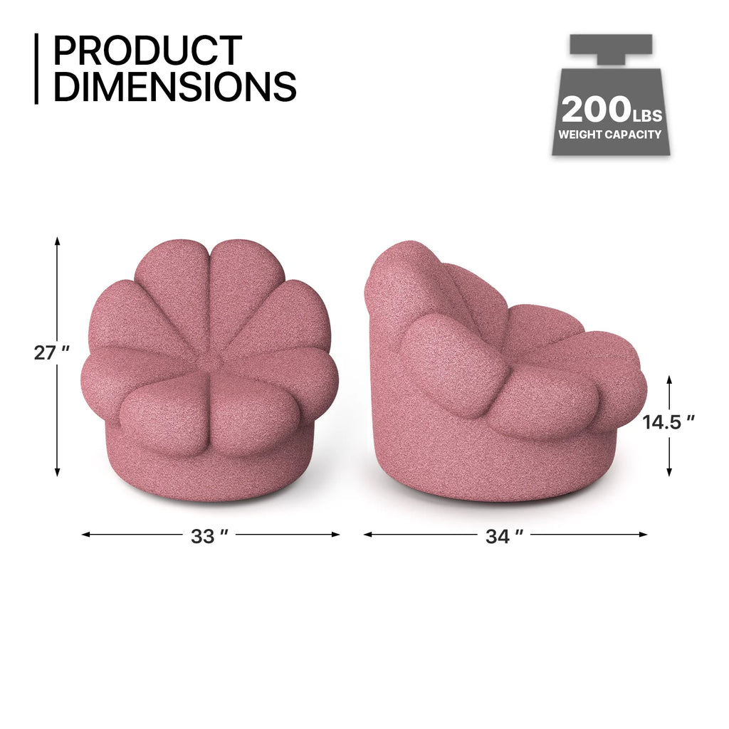 Rosewood Pink Mohair Blooming Flower Lazy Sofa T456