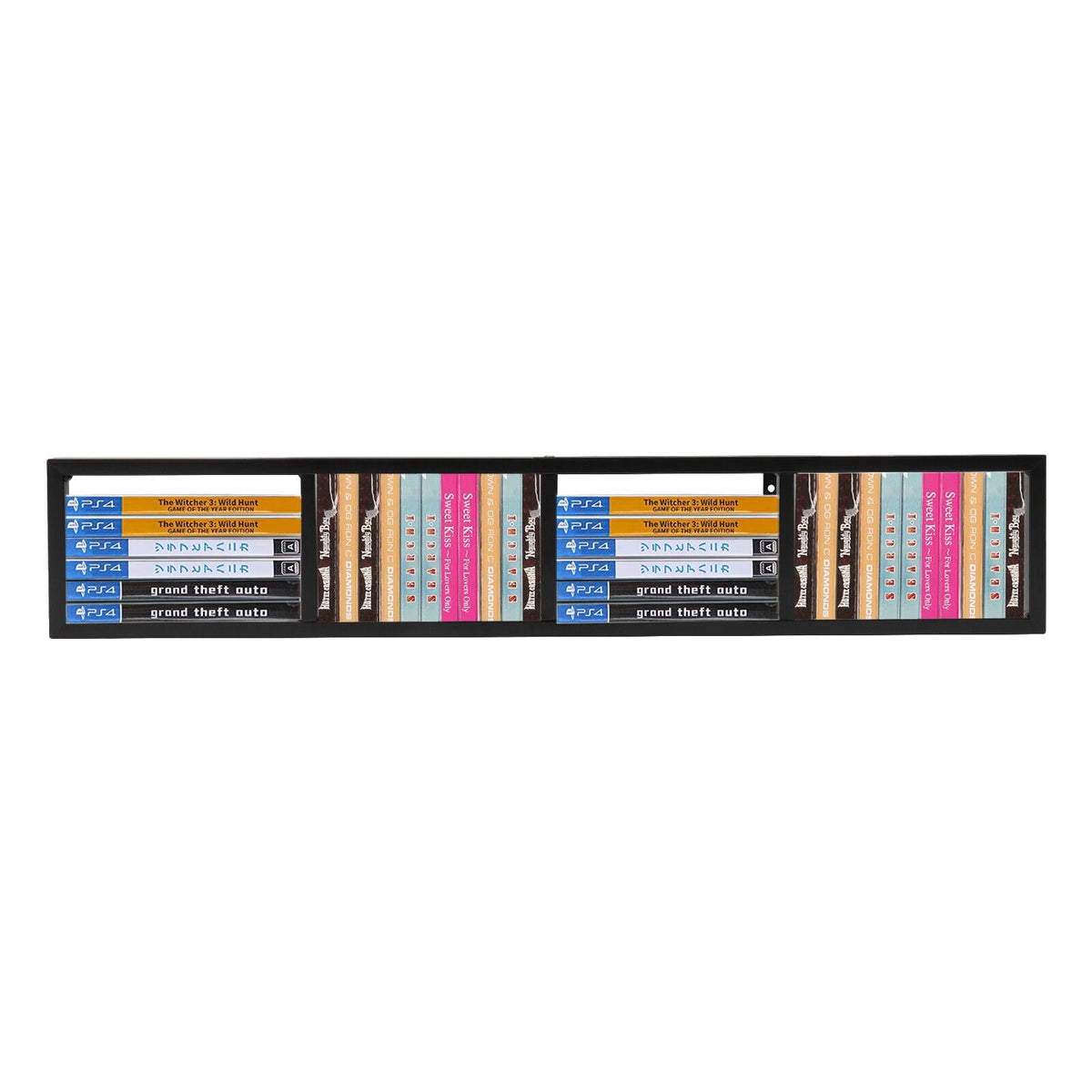 Black Iron Wall Mount CD DVD Media Rack Storage Shelf V4676
