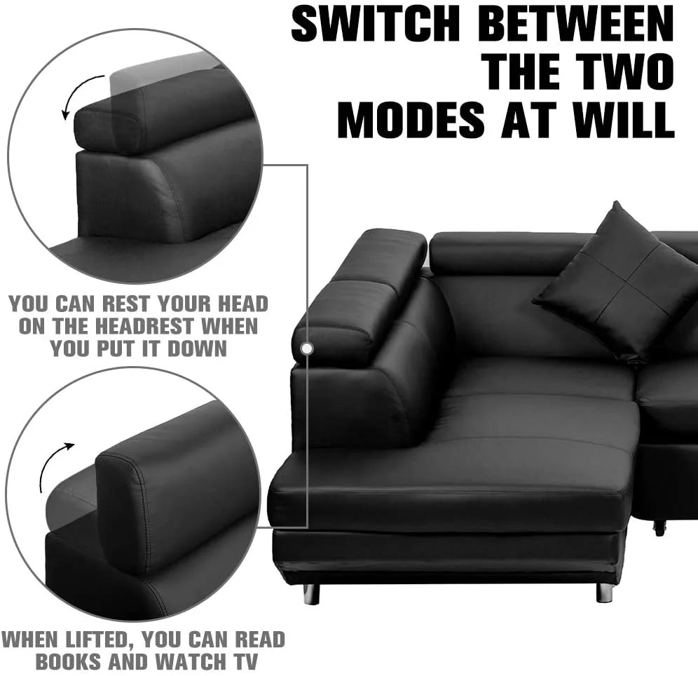 2 Piece Faux Leather Sectional Sofa T4842