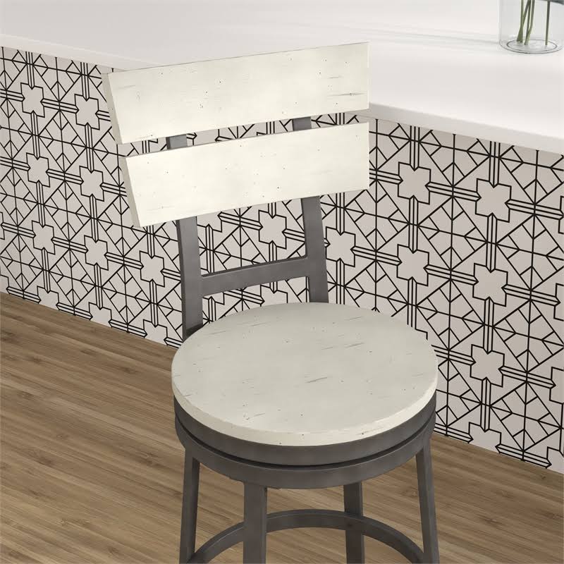 Distressed White Swivel Counter Stool R6674