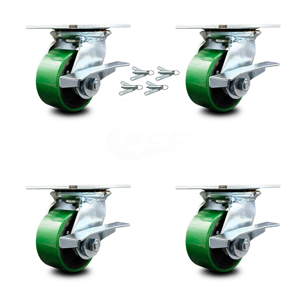 Pack of 2 Swivel Caster with 8 x 2 Green Wheel X1524