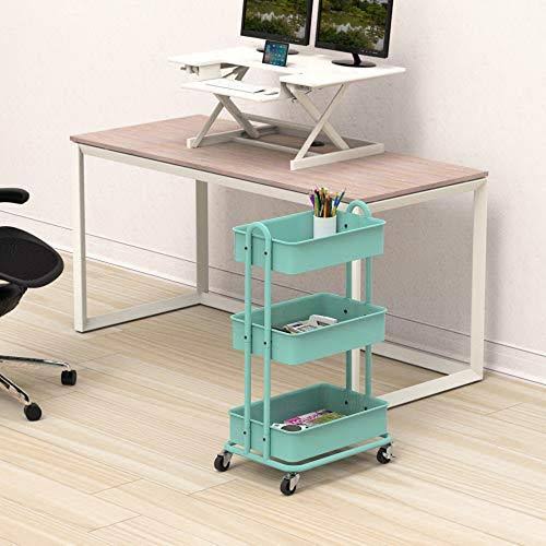 Turquoise 3-Tier Metal Utility Rolling Cart W560