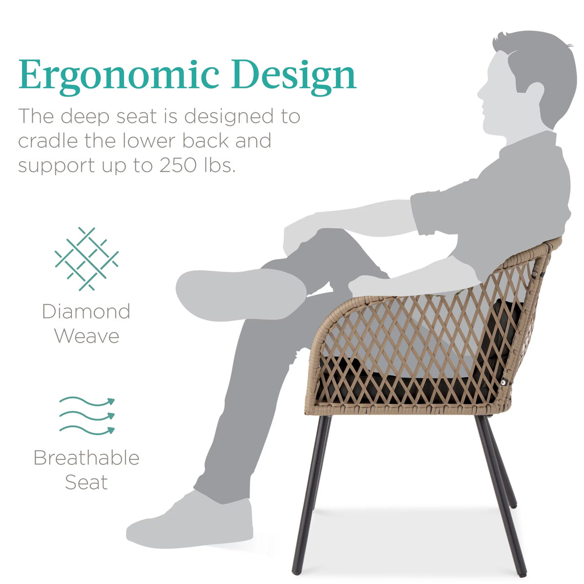 3-Piece Outdoor Wicker Bistro Set N3516