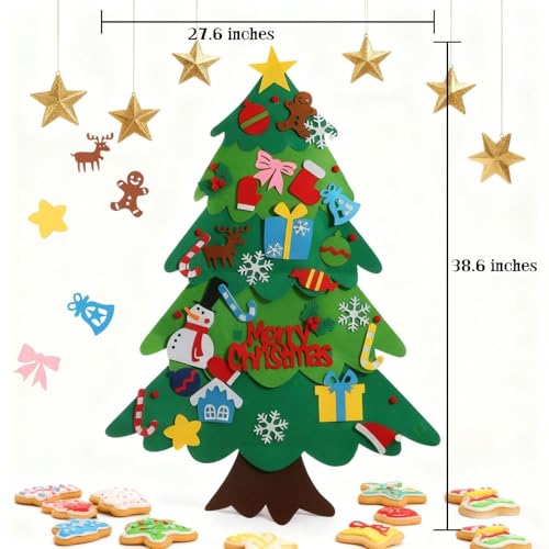 3ft Felt Christmas Tree Set with 32 Decorative Items and LED Lights Y961
