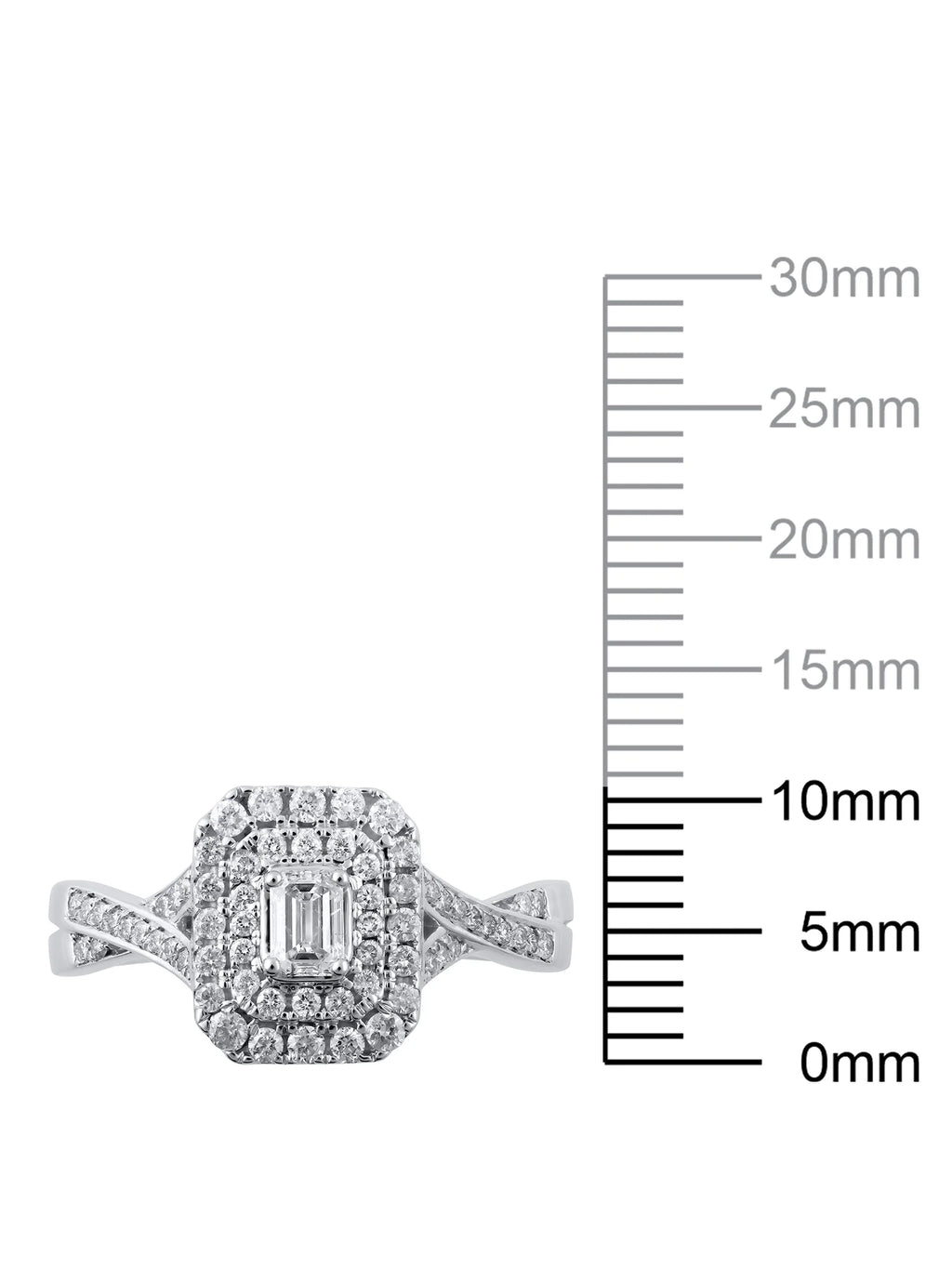 10kt White Gold Emerald Cut Diamond Engagement Ring E1040