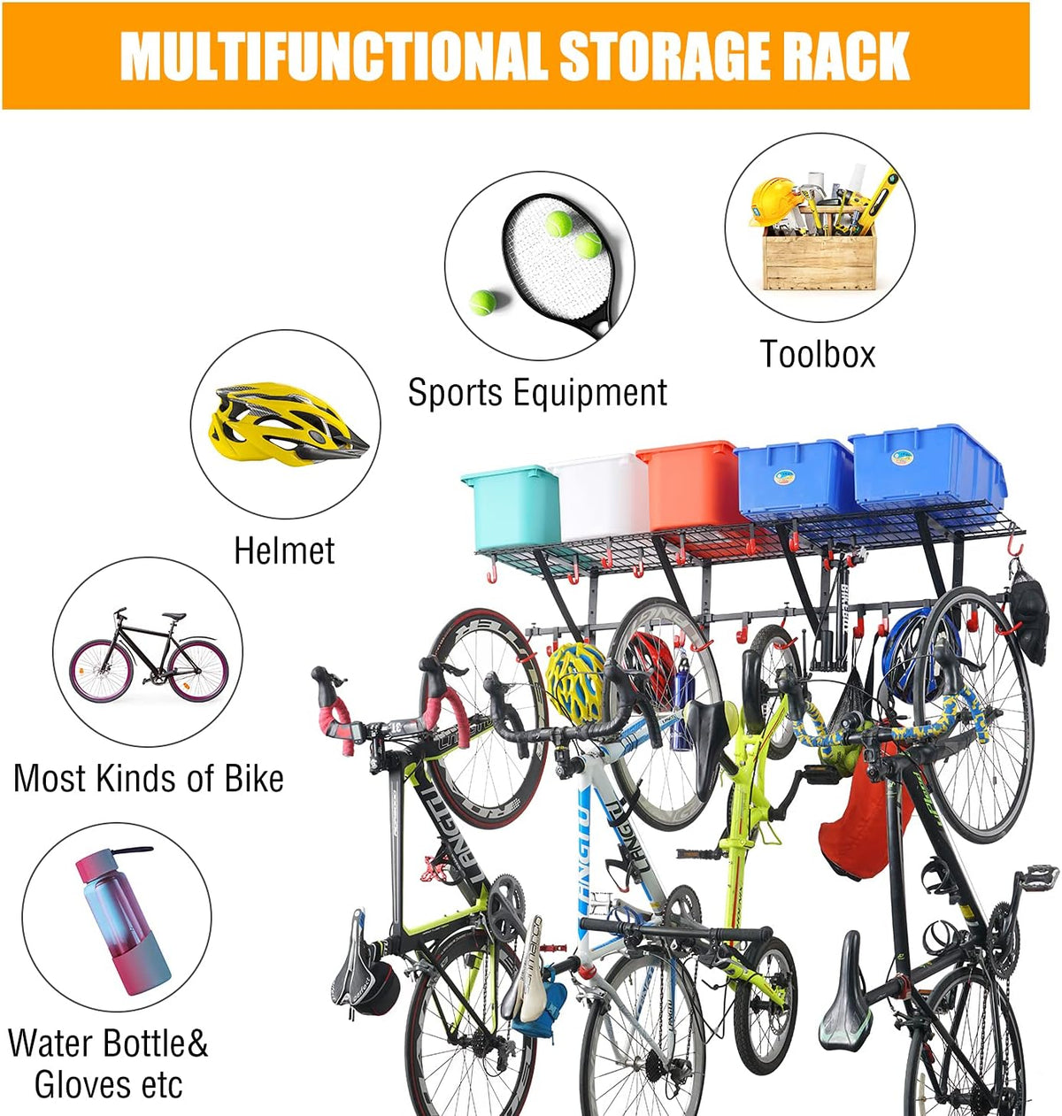 Wall Shelving 2-Pack with Bike Hooks E256942