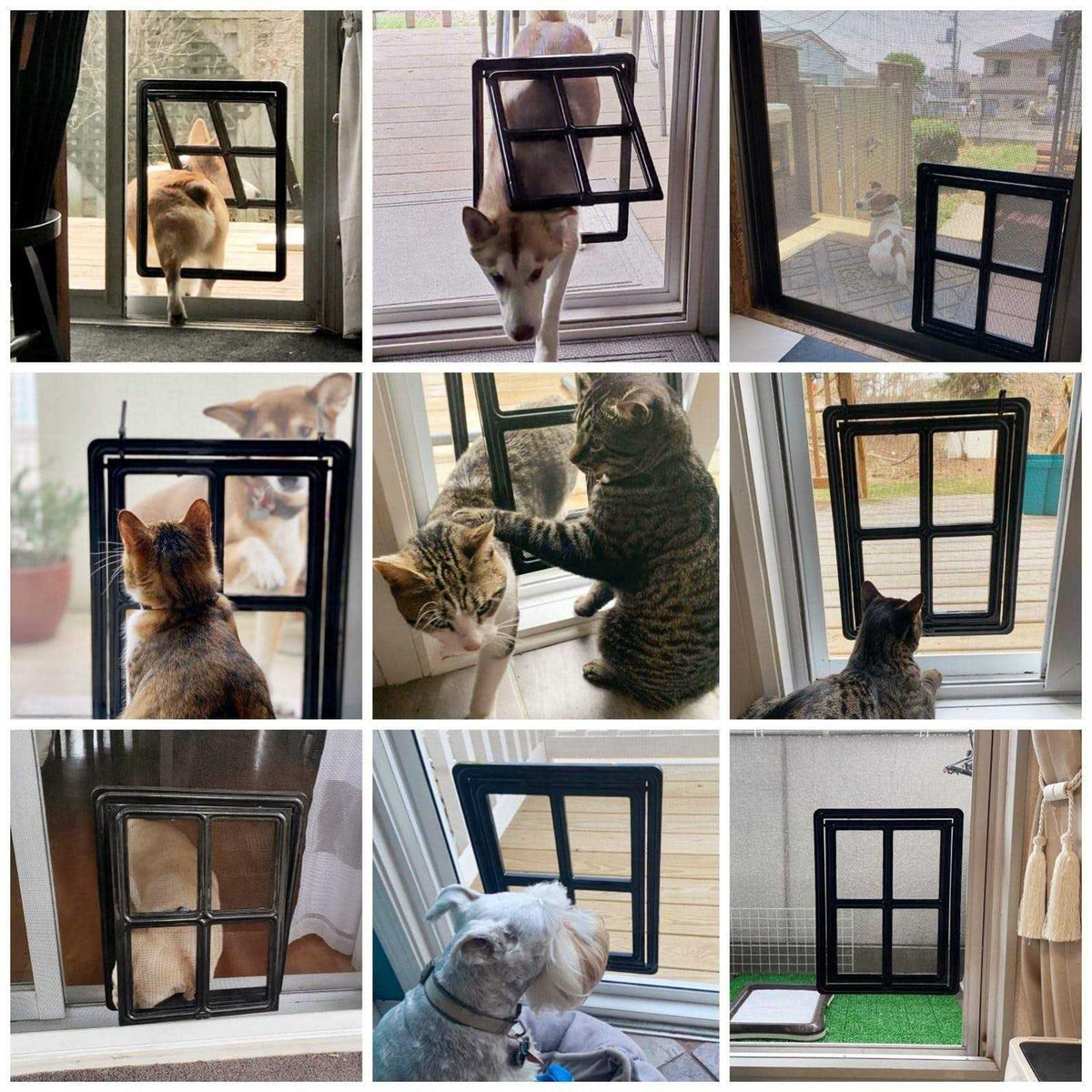 Screen Door Pet Door 12 x 16 inches Lockable Magnetic Automatic Closing X53721