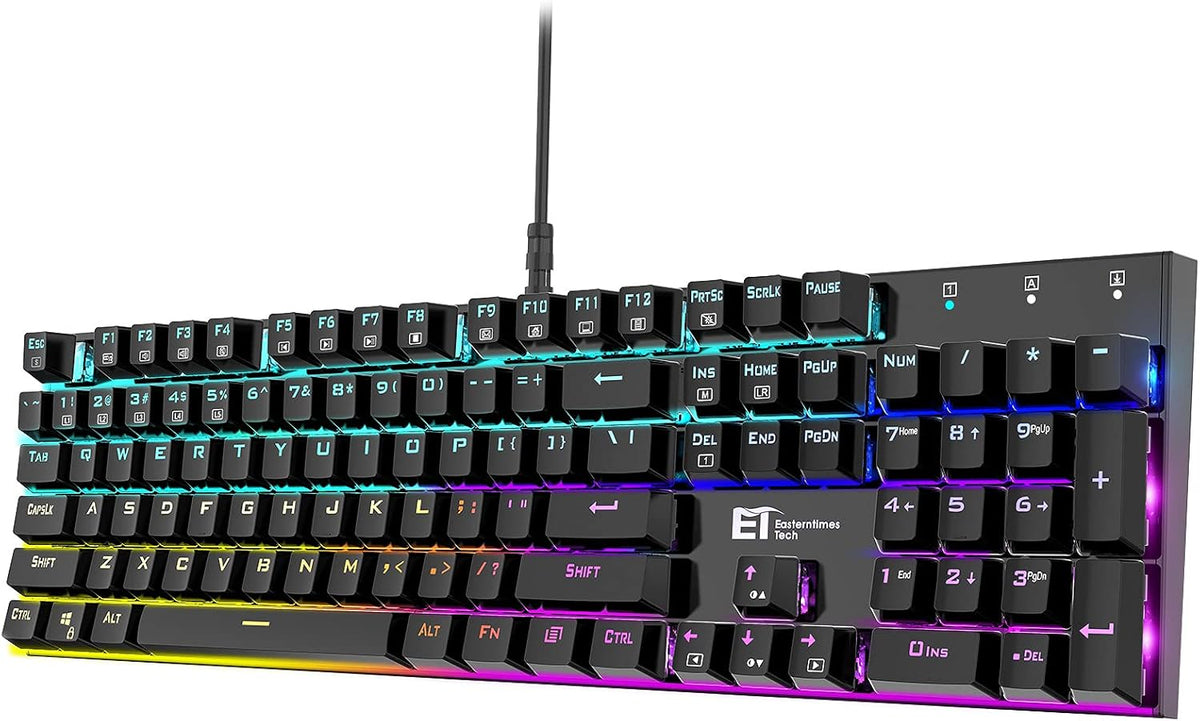 RGB Backlit 104 Keys Blue Switch Wired Mechanical Gaming Keyboard E10468