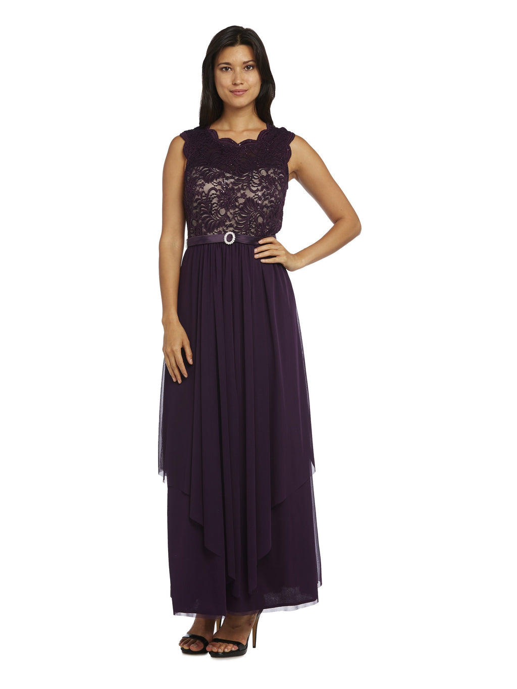 Purple/Blue/Beige Lace Evening Gown E79239