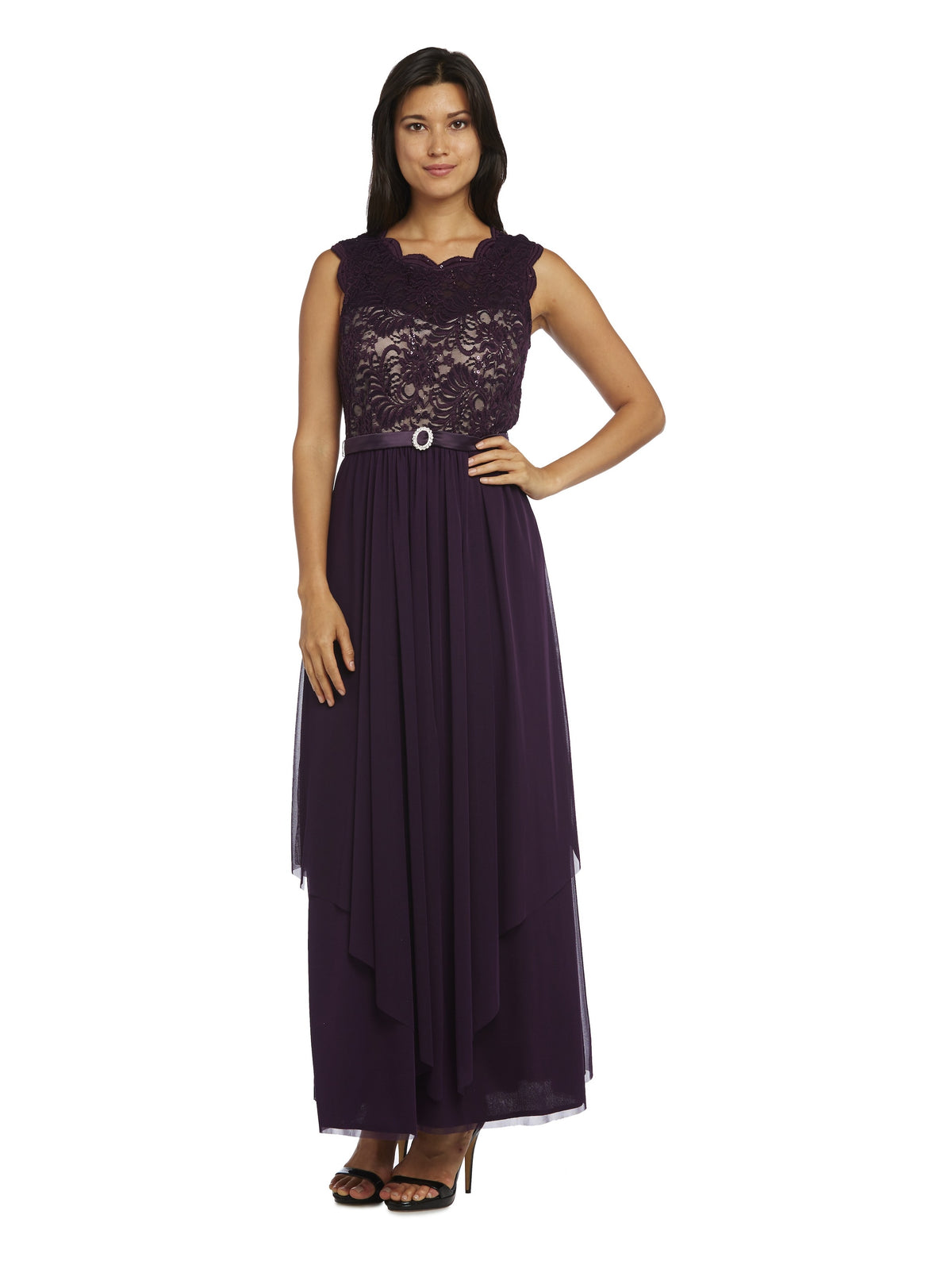 Purple/Blue/Beige Lace Evening Gown E79239