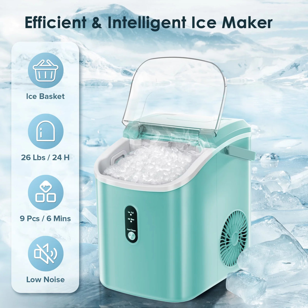 Nugget Ice Maker Countertop 33lbs/24H Self-Cleaning Portable Ice Machine Gray H913314
