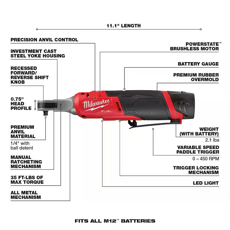 12V Lithium-Ion Brushless Cordless 1/4 in. Ratchet Kit with Radio and Charger X57759