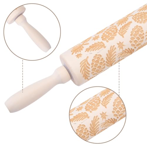 Embossed Wooden Rolling Pin 35cm M966