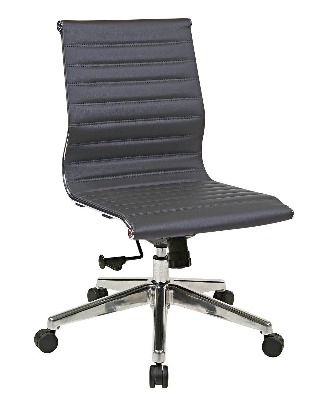 Grey Armless Mid Back Eco Leather Chair E6842