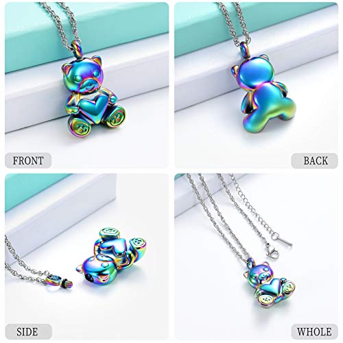 Teddy Bear Cremation Urn Necklace Ashes Jewelry Heart Memorial Urn Keepsake Locket Pendant Ash Holder J950065
