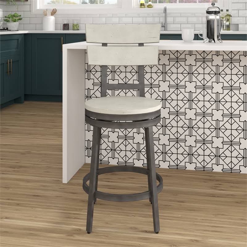 Distressed White Swivel Counter Stool R6674