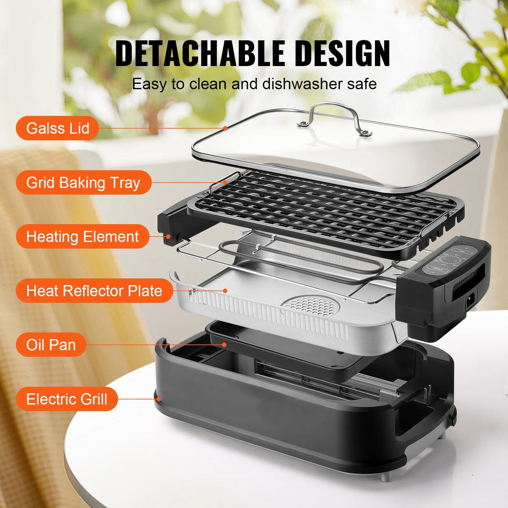 Smokeless Indoor BBQ Grill 1500W Nonstick C5810