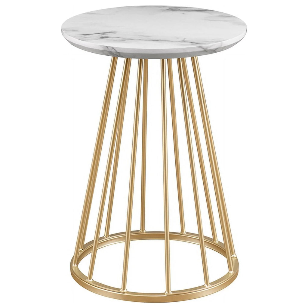 16" Modern Wood Side Table with Metal Caged Base J566423
