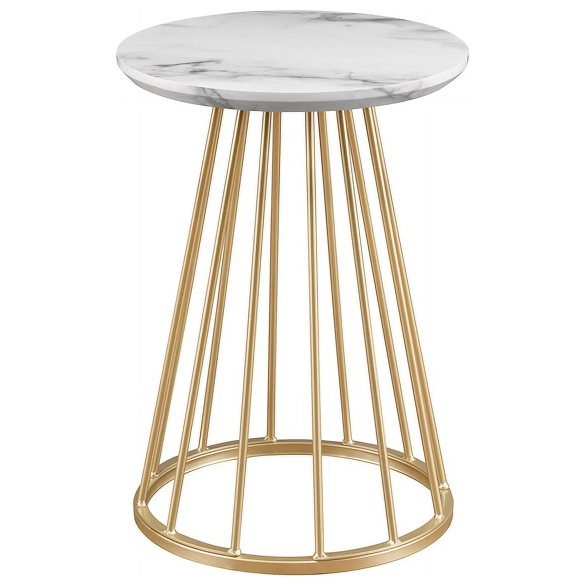 16" Modern Wood Side Table with Metal Caged Base J566423