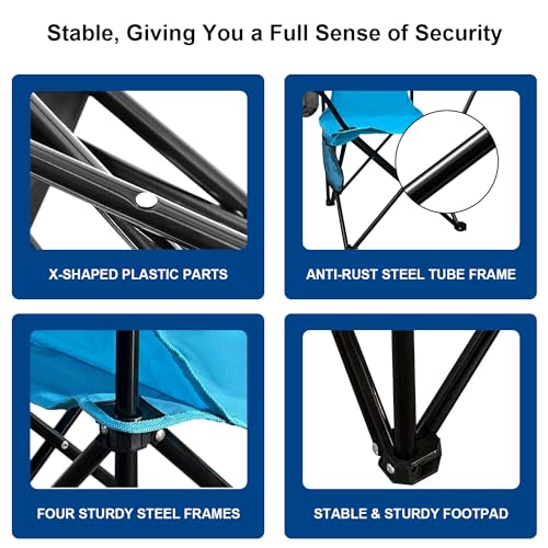 Folding Camping Chair with Cooler Bag, Blue M52710