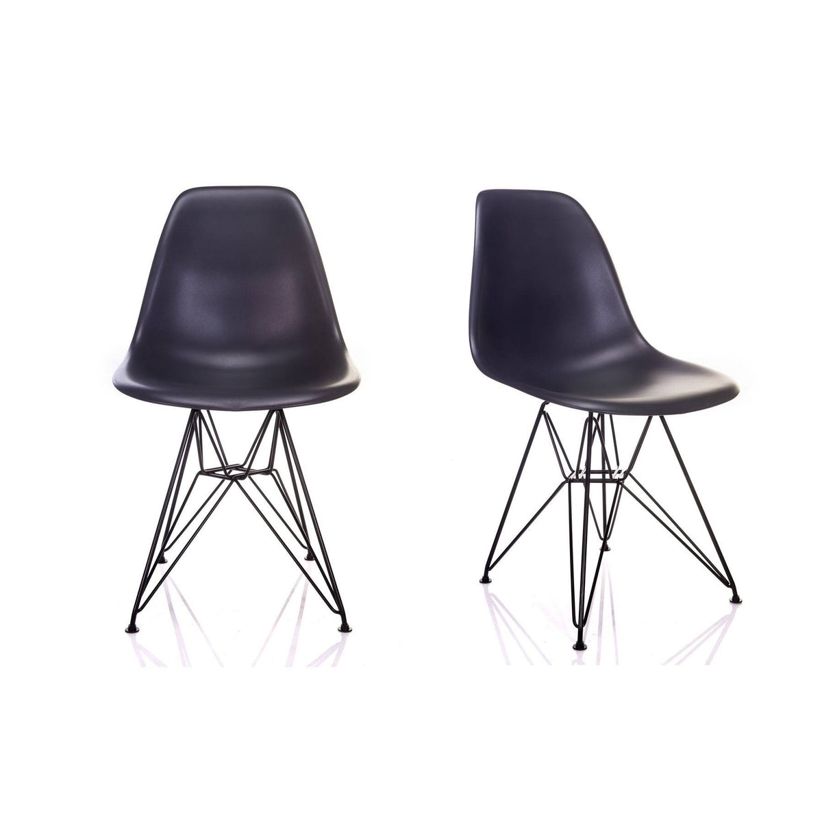 Carbon Gray Mid-Century Modern Dining Accent Side Chair with Black Steel Leg (Set of 2) B187215