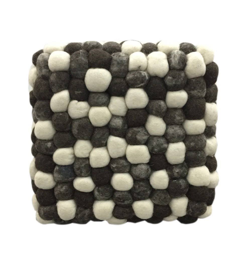 Grey Dark Handmade Woolen Pouf B146
