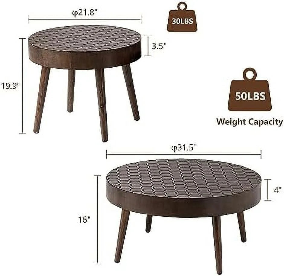 2 Piece Round Nesting Coffee Table Set Wood H526084