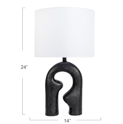 Modern Abstract Table Lamp with Drum Shade, Black and White Q399