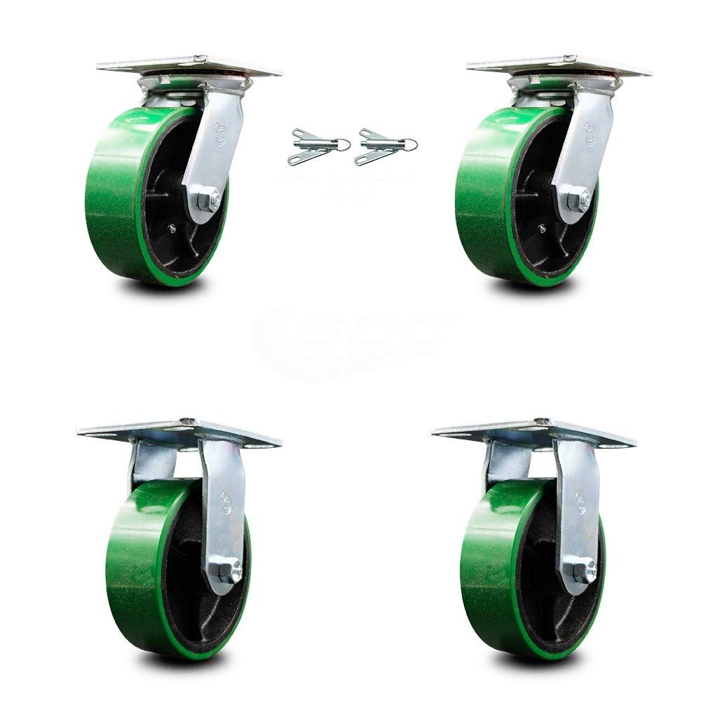 Pack of 2 Swivel Caster with 8 x 2 Green Wheel X1524