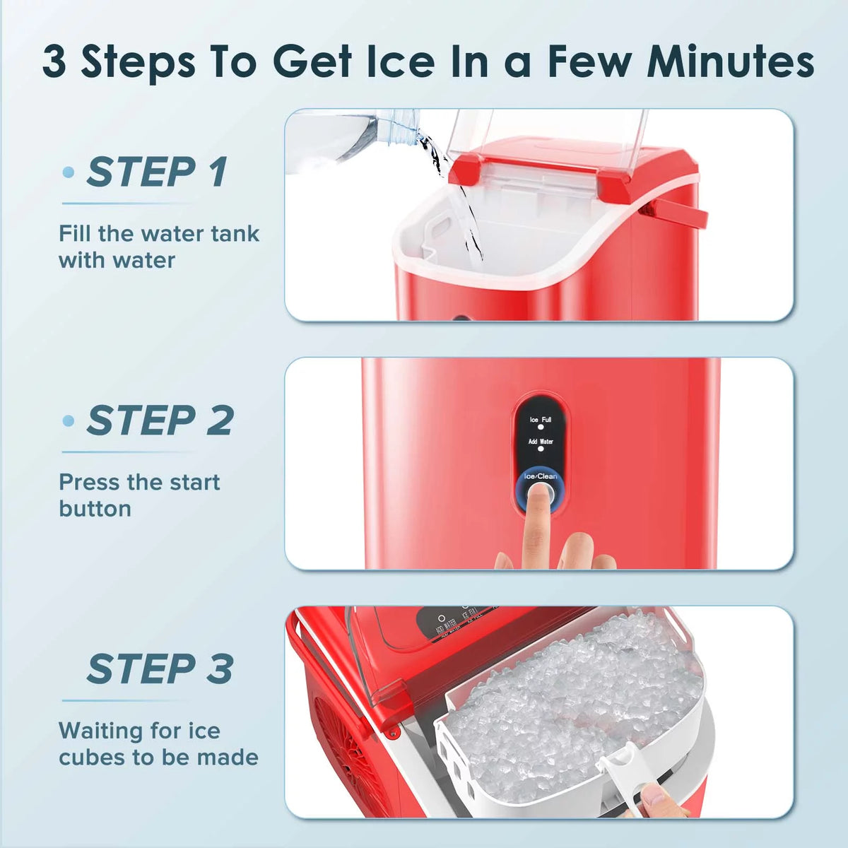 Nugget Ice Maker Countertop 33lbs/24H Self-Cleaning Portable Ice Machine Gray H913314