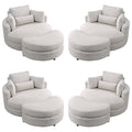 Oversized Swivel Accent Barrel Linen Tufted Upholstered Sofachair with 3 Pillows Orange V961