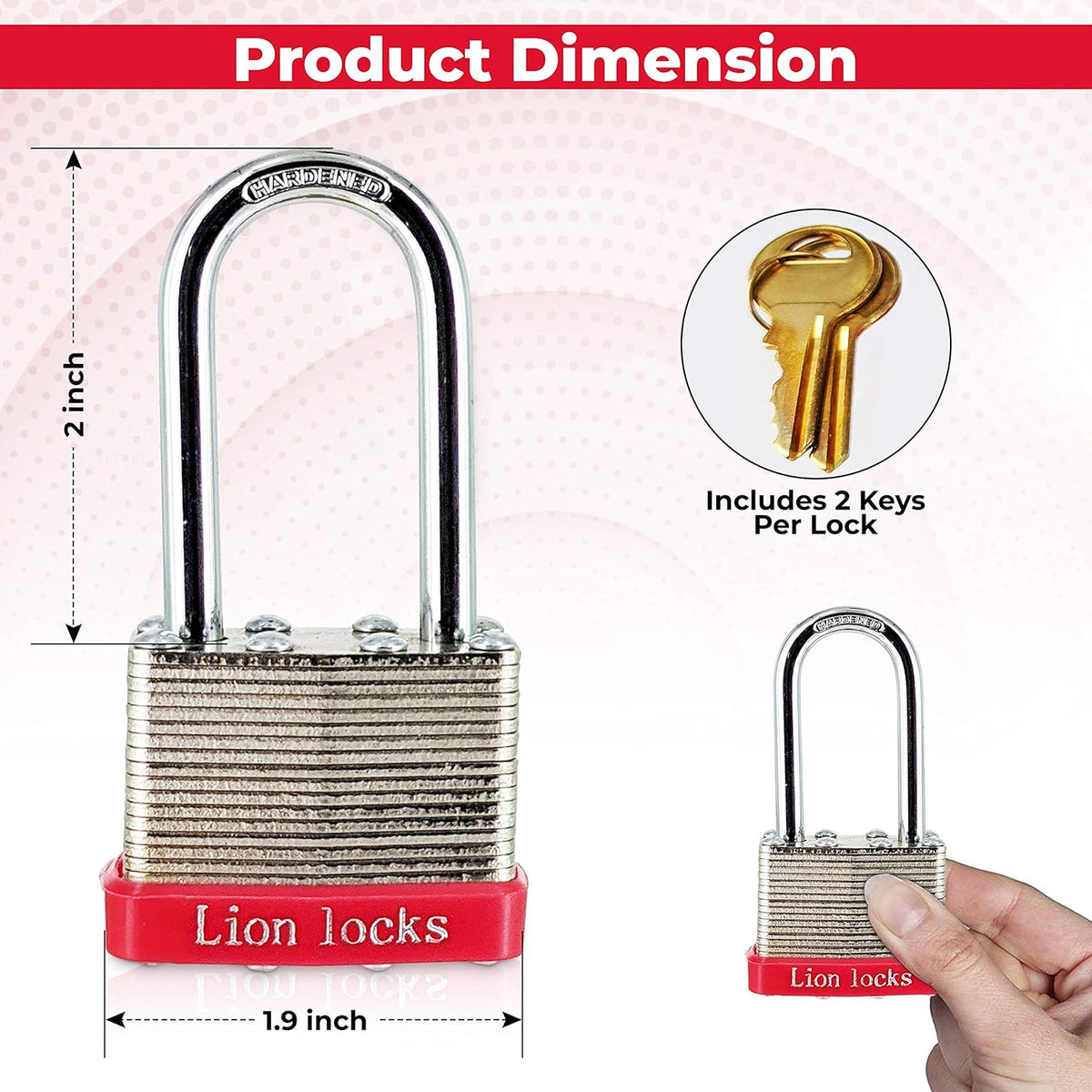 24 Keyed-Alike Padlocks with Long Shackle, 48 Keys, Hardened Steel Case, Brass Pin Cylinder O8973