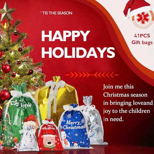 Christmas Gift Bags 41 PCS Assorted Sizes X8115