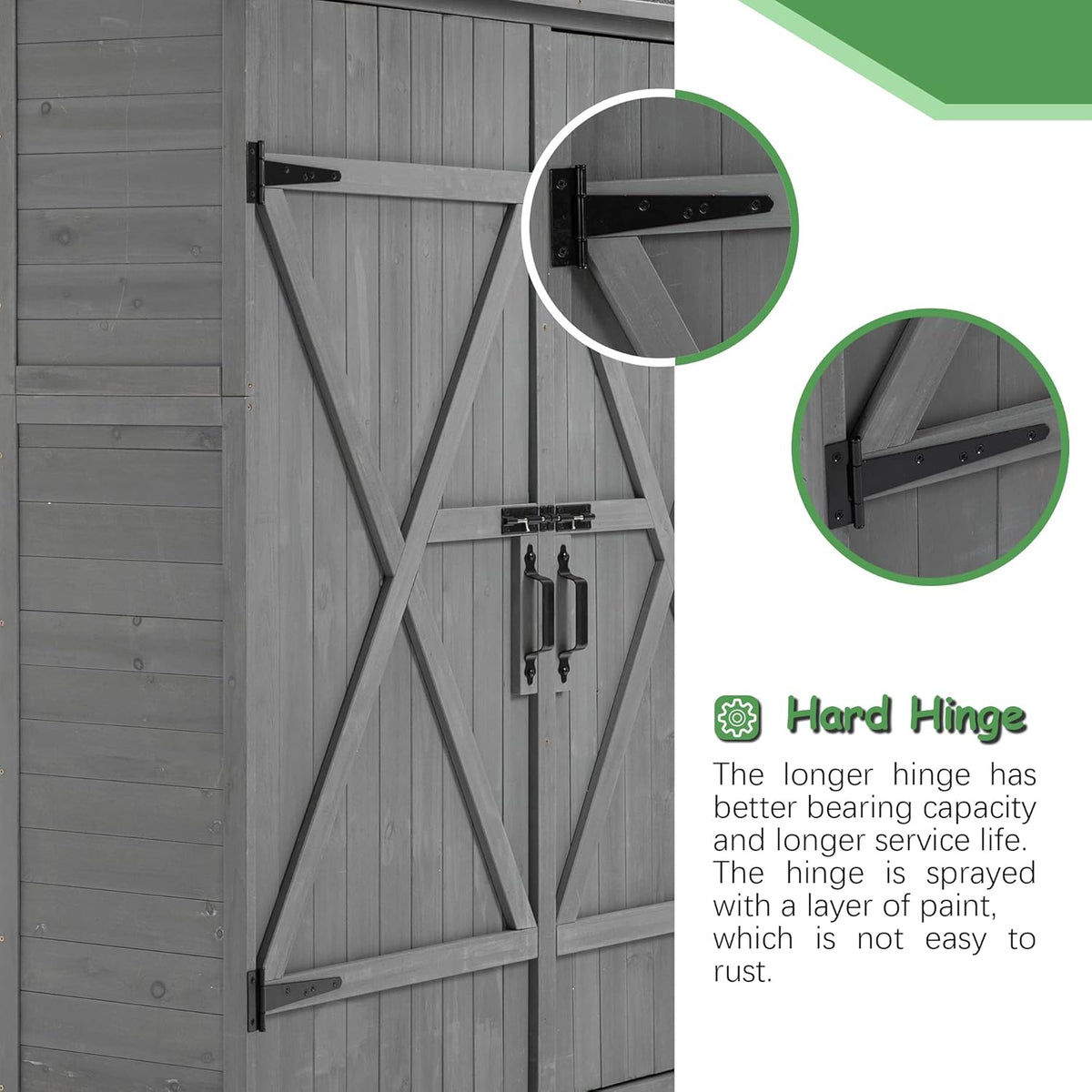 Aqua Grey Outdoor Storage Shed with 2 Lockable Doors and 2 Adjustable Shelves D546714