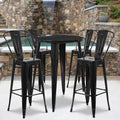 Silver Metal Bar Table Set with 4 Stools X333298