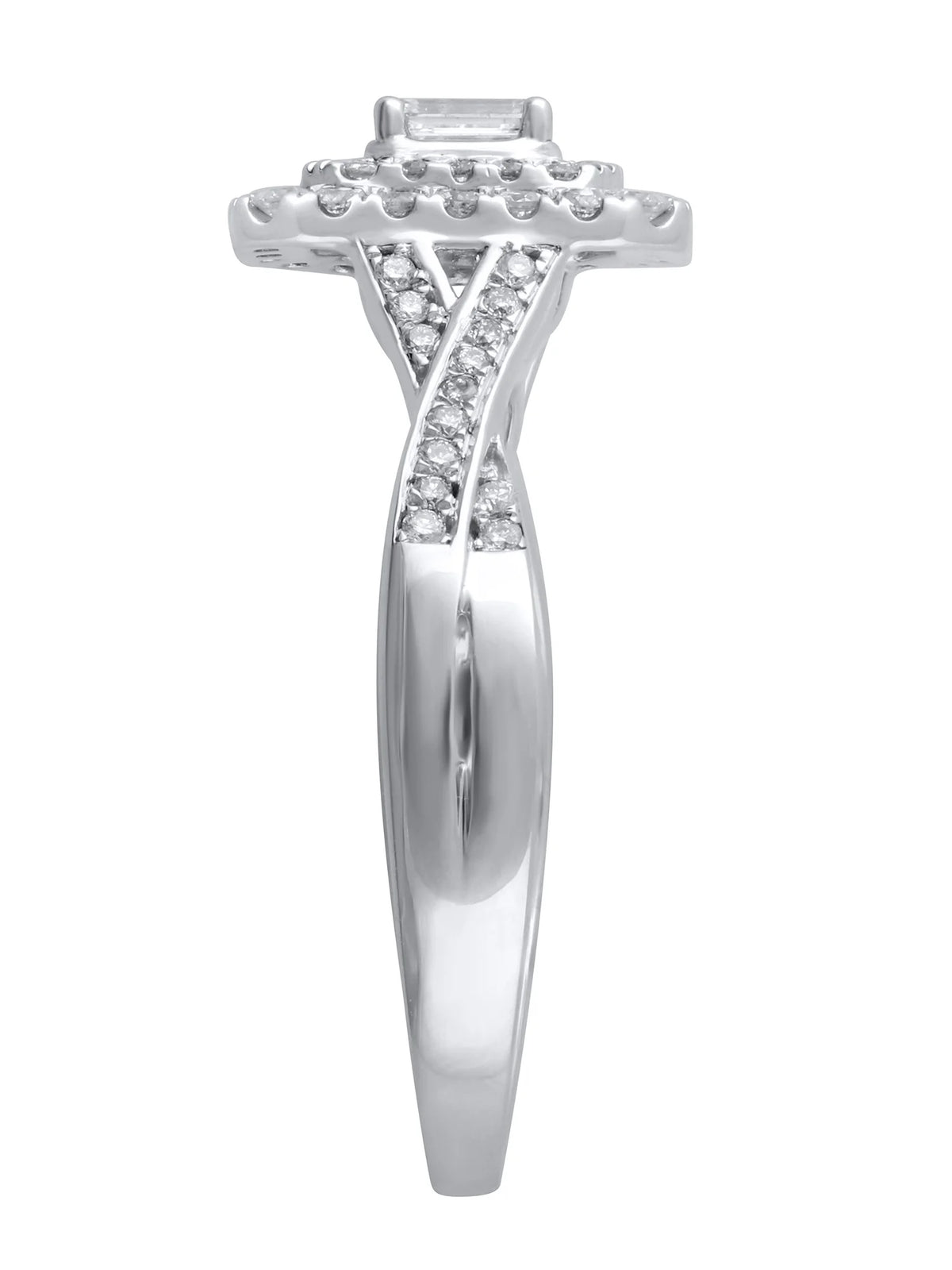 10kt White Gold Emerald Cut Diamond Engagement Ring E1040