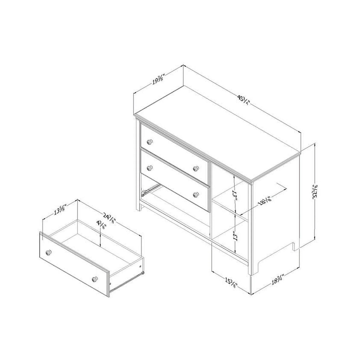 White 3-Drawer Engineered Wood Dresser with Baskets L51374