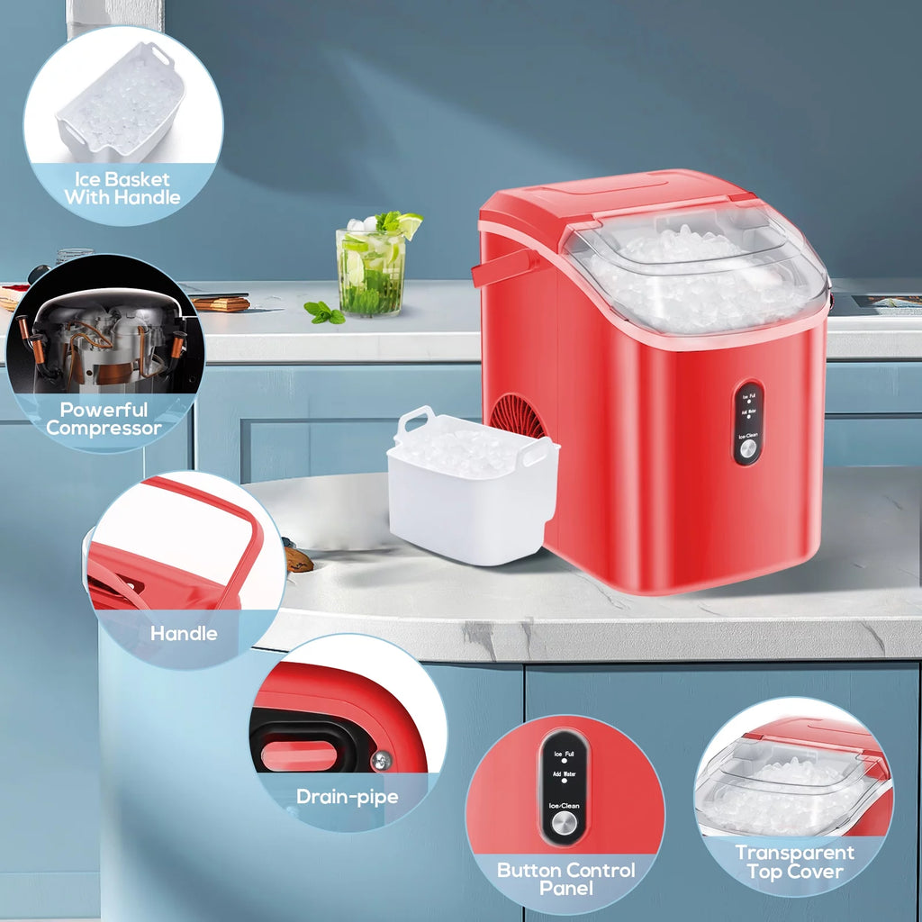 Nugget Ice Maker Countertop 33lbs/24H Self-Cleaning Portable Ice Machine Gray H913314