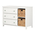 White 3-Drawer Engineered Wood Dresser with Baskets L51374