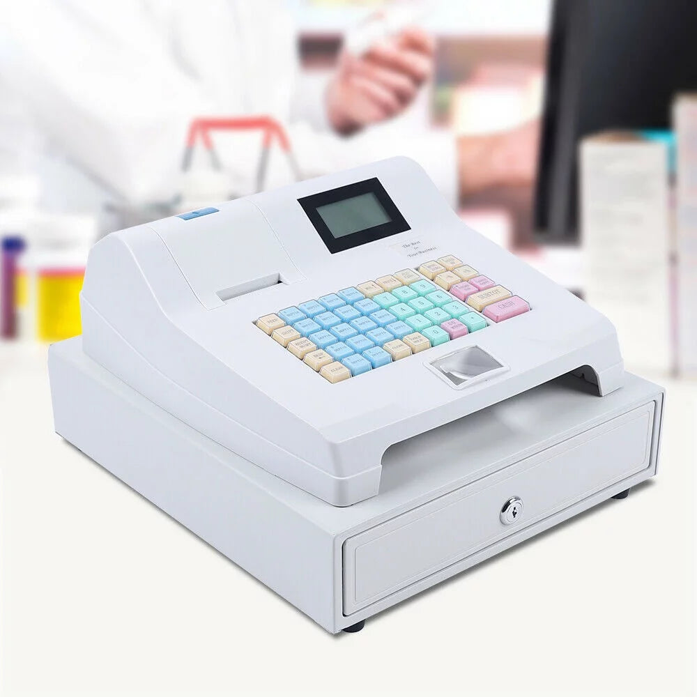 LED Electronic Cash Register 48 Keys with Cash Drawer T838779