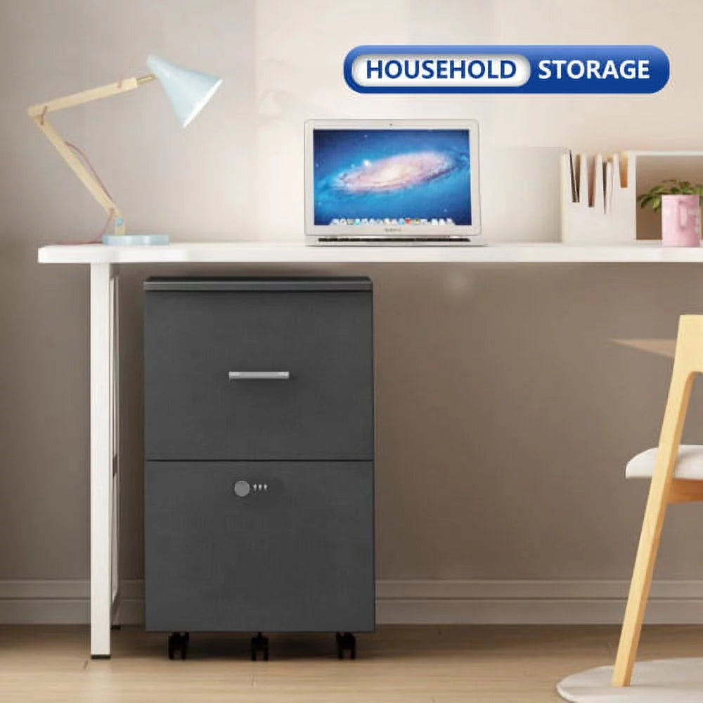 Dark Gray 2 Drawer Rolling File Cabinet H320288