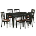 Black 7 Piece Faux Leather Dinette Table Set with 6 Chairs C721