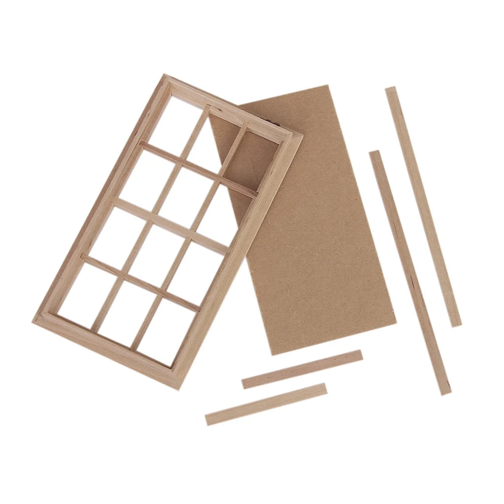 Vintage 12-pane Wooden Dolls House Window U322