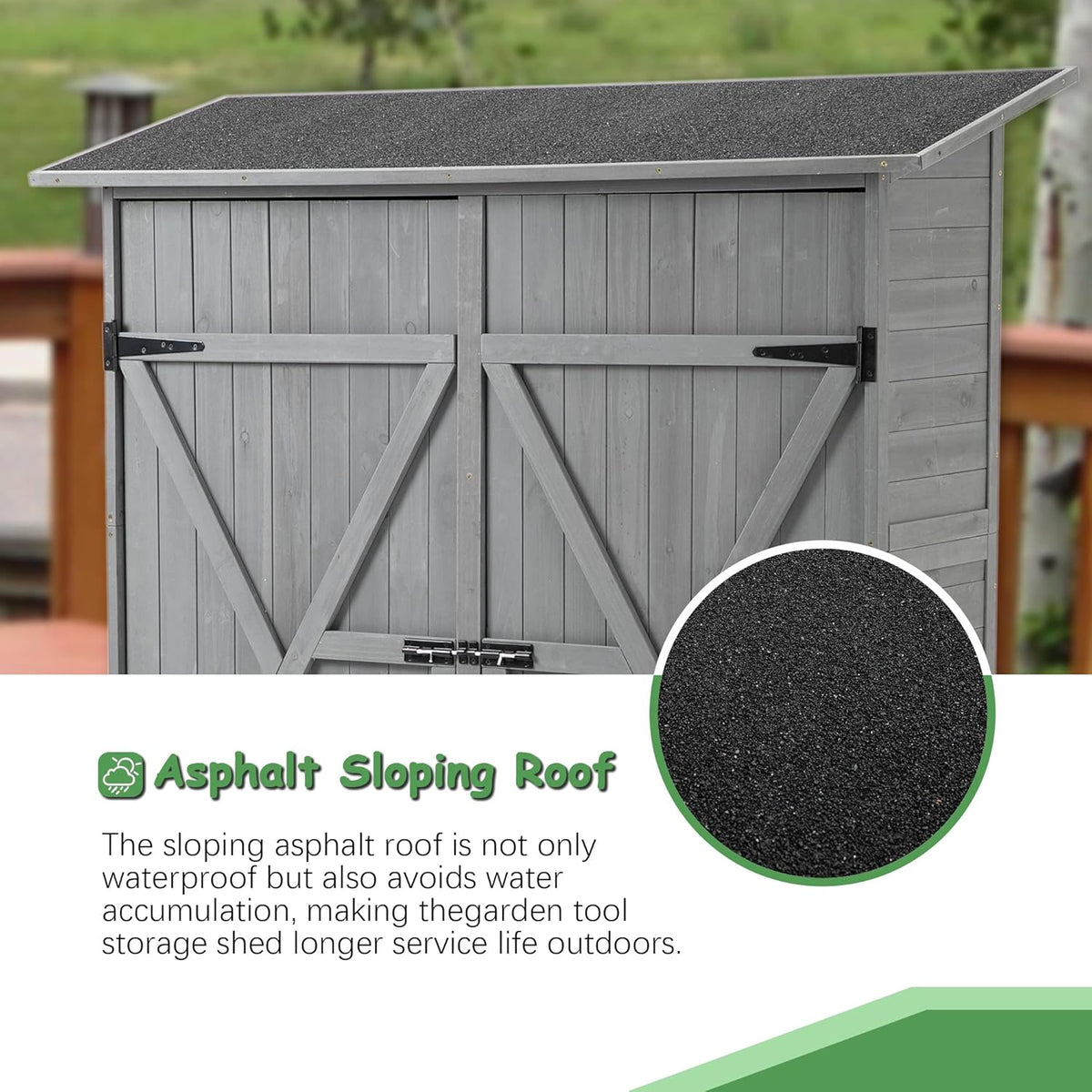 Aqua Grey Outdoor Storage Shed with 2 Lockable Doors and 2 Adjustable Shelves D546714
