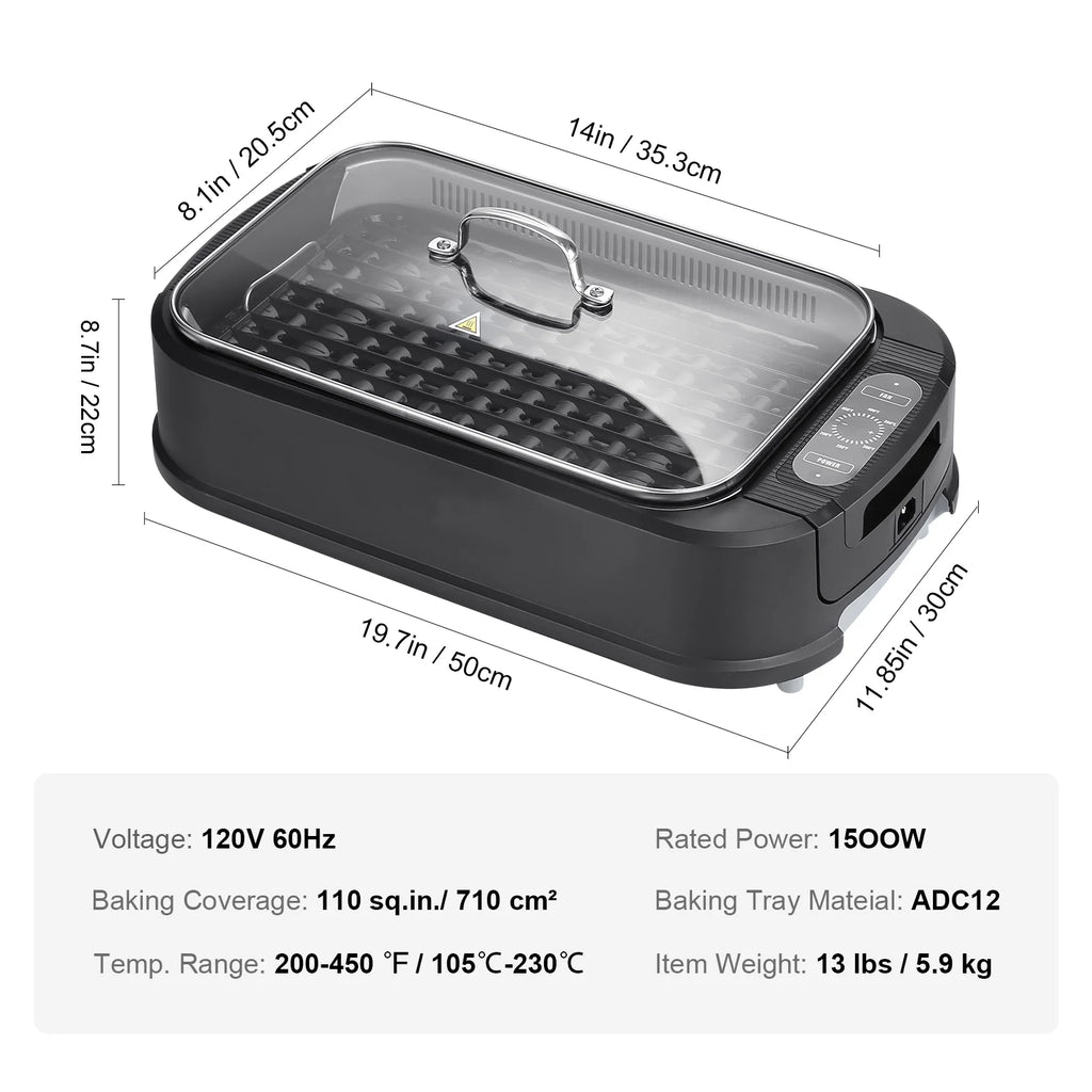 Smokeless Indoor BBQ Grill 1500W Nonstick C5810