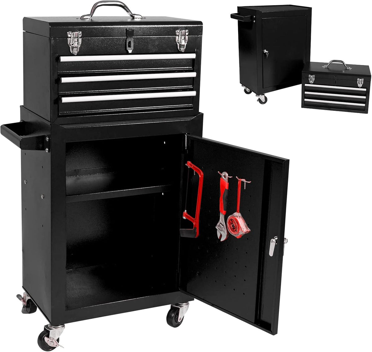 Large Capacity Rolling Lockable Tool Chest with 3 Drawers P4894